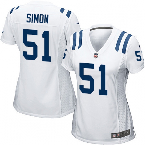 Women's Nike Indianapolis Colts 51 John Simon Game White NFL Jersey