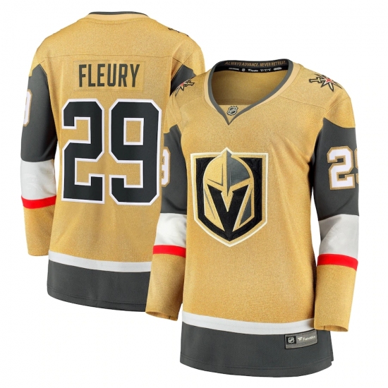 Women's Vegas Golden Knights 29 Marc-Andre Fleury Fanatics Branded Gold 2020-21 Alternate Premier Breakaway Player Jersey