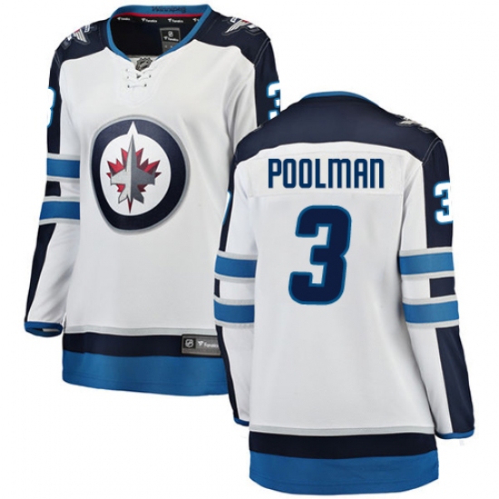 Women's Winnipeg Jets 3 Tucker Poolman Fanatics Branded White Away Breakaway NHL Jersey