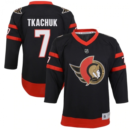 Youth Ottawa Senators 7 Brady Tkachuk Black 2020-21 Home Replica Player Jersey