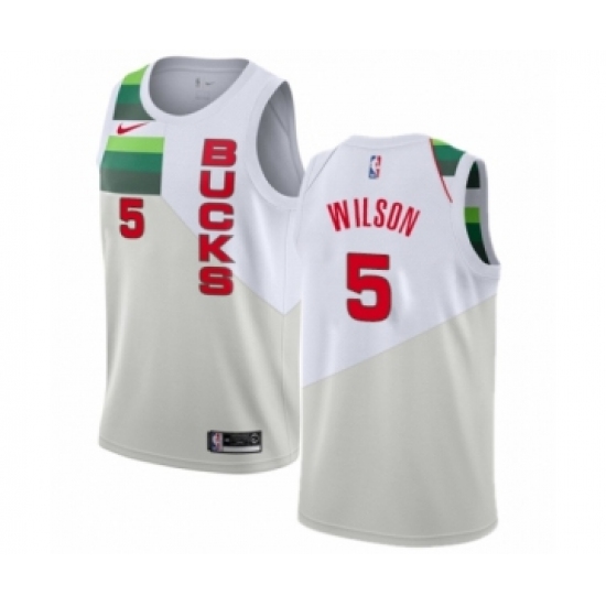 Youth Nike Milwaukee Bucks 5 D. J. Wilson White Swingman Jersey - Earned Edition