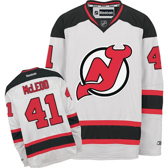 Men's Reebok New Jersey Devils 41 Michael McLeod Authentic White Away NHL Jersey