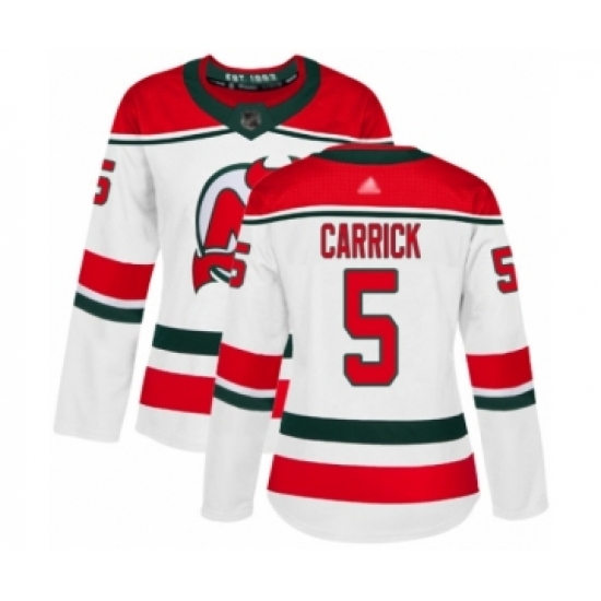 Women's New Jersey Devils 5 Connor Carrick Authentic White Alternate Hockey Jersey