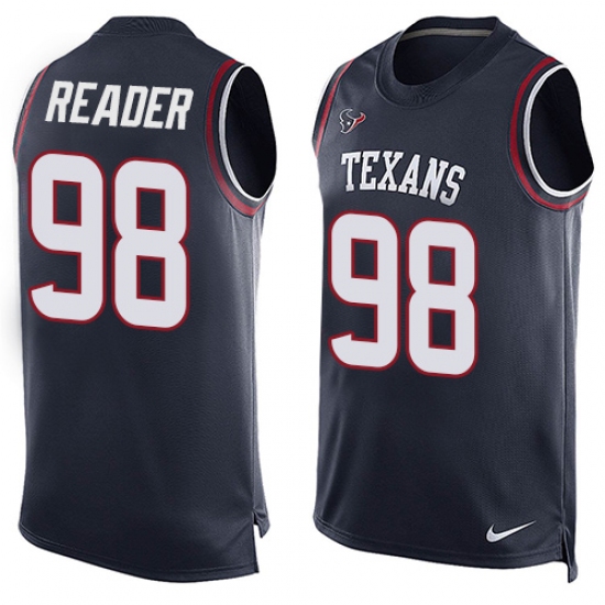 Men's Nike Houston Texans 98 D.J. Reader Limited Navy Blue Player Name & Number Tank Top NFL Jersey