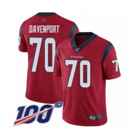 Men's Houston Texans 70 Julien Davenport Red Alternate Vapor Untouchable Limited Player 100th Season Football Jersey