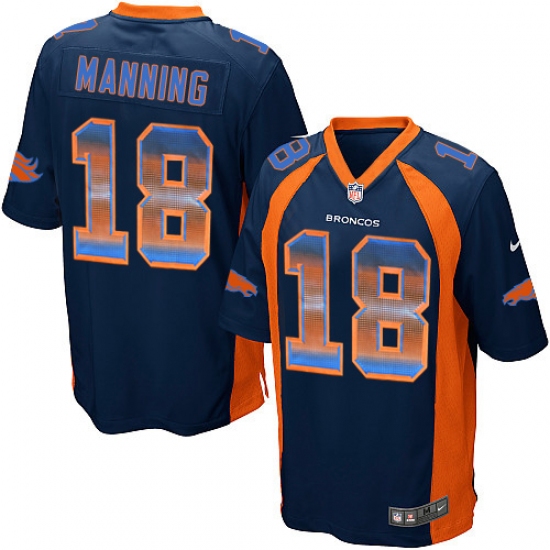 Men's Nike Denver Broncos 18 Peyton Manning Limited Navy Blue Strobe NFL Jersey