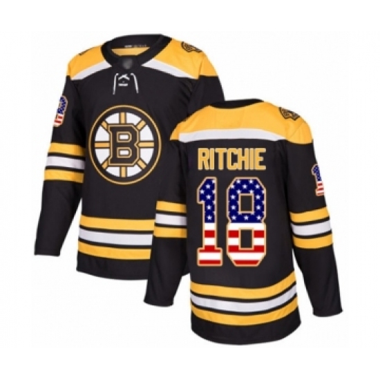 Youth Boston Bruins 18 Brett Ritchie Authentic Black USA Flag Fashion Hockey Jersey