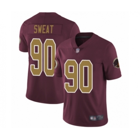 Youth Washington Redskins 90 Montez Sweat Burgundy Red Gold Number Alternate 80TH Anniversary Vapor Untouchable Limited Player Football Jersey