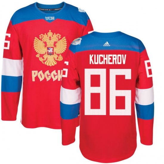 Men's Adidas Team Russia 86 Nikita Kucherov Premier Red Away 2016 World Cup of Hockey Jersey