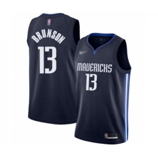 Youth Dallas Mavericks 13 Jalen Brunson Swingman Navy Finished Basketball Jersey - Statement Edition