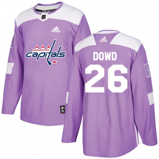 Youth Adidas Washington Capitals 26 Nic Dowd Authentic Purple Fights Cancer Practice NHL Jersey