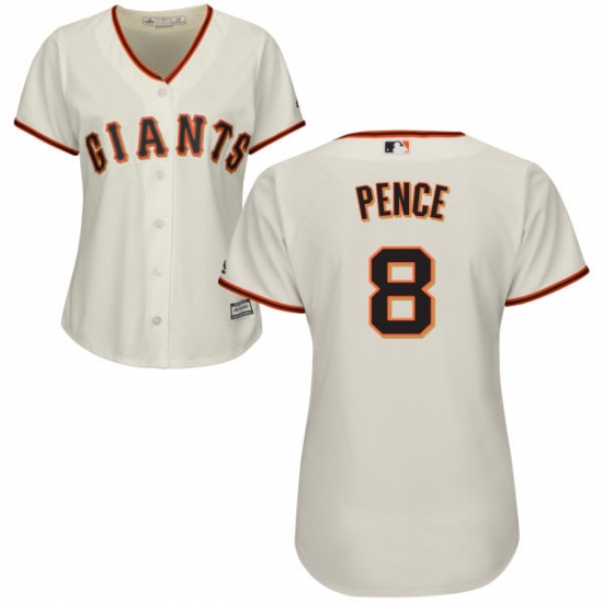 Women's Majestic San Francisco Giants 8 Hunter Pence Replica Cream Home Cool Base MLB Jersey