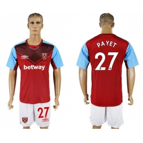 West Ham United 27 Payet Home Soccer Club Jersey