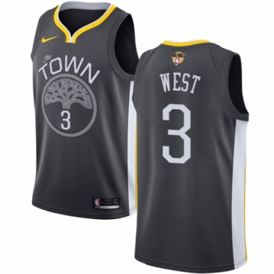 Women's Nike Golden State Warriors 3 David West Swingman Black Alternate 2018 NBA Finals Bound NBA Jersey - Statement Edition