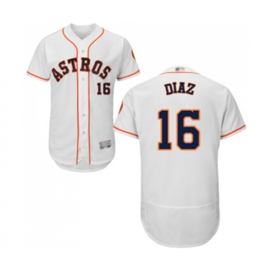 Men's Houston Astros 16 Aledmys Diaz White Home Flex Base Authentic Collection Baseball Jersey