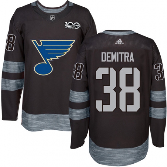 Men's Adidas St. Louis Blues 38 Pavol Demitra Authentic Black 1917-2017 100th Anniversary NHL Jersey