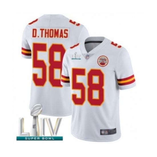 Youth Kansas City Chiefs 58 Derrick Thomas White Vapor Untouchable Limited Player Super Bowl LIV Bound Football Jersey