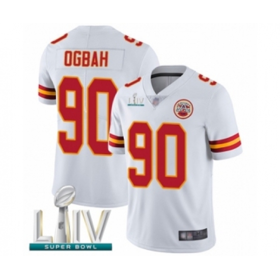 Men's Kansas City Chiefs 90 Emmanuel Ogbah White Vapor Untouchable Limited Player Super Bowl LIV Bound Football Jersey