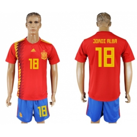 Spain 18 Jordi Alba Home Soccer Country Jersey