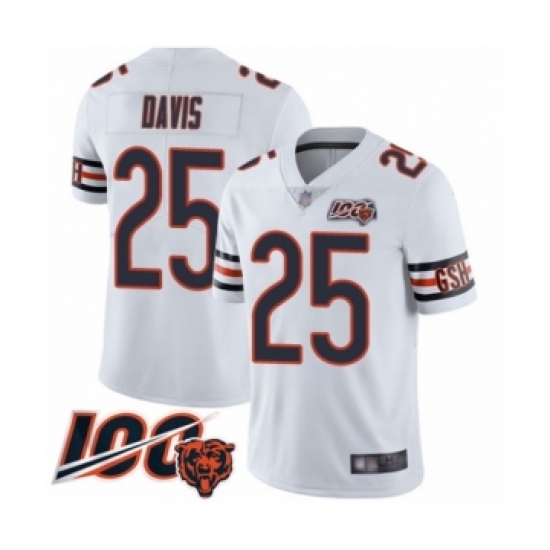 Youth Chicago Bears 25 Mike Davis White Vapor Untouchable Limited Player 100th Season Football Jersey