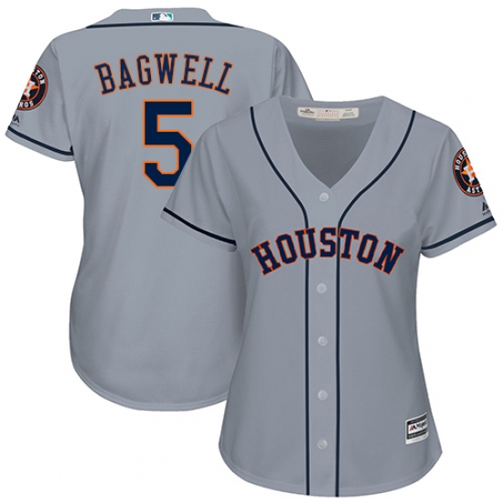 Women's Majestic Houston Astros 5 Jeff Bagwell Authentic Grey Road Cool Base MLB Jersey