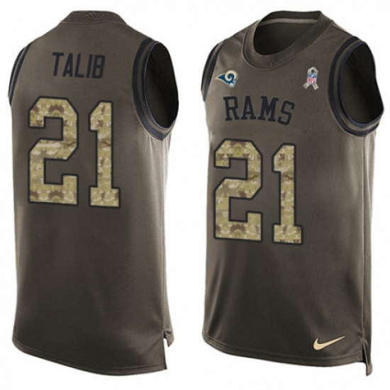 Men's Nike Los Angeles Rams 21 Aqib Talib Limited Green Salute to Service Tank Top NFL Jersey