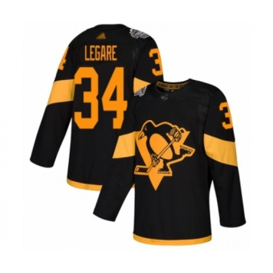 Men's Pittsburgh Penguins 34 Nathan Legare Authentic Black 2019 Stadium Series Hockey Jersey