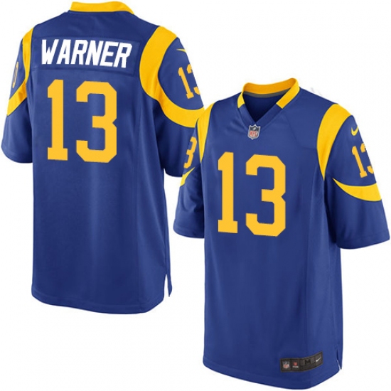 Men's Nike Los Angeles Rams 13 Kurt Warner Game Royal Blue Alternate NFL Jersey