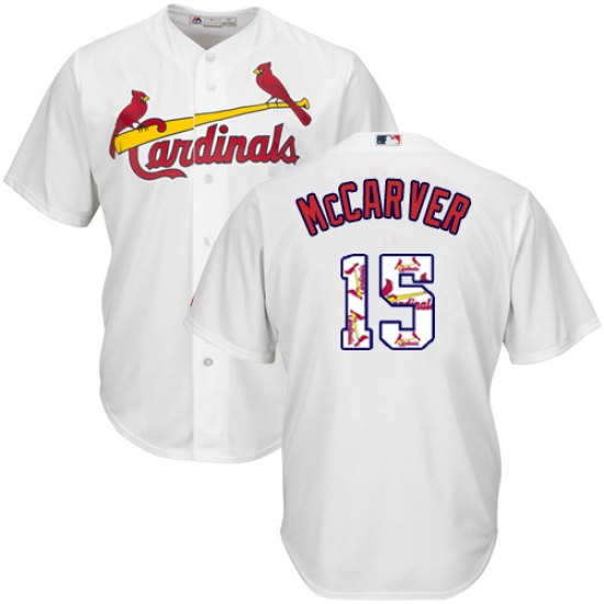 Men's Majestic St. Louis Cardinals 15 Tim McCarver Authentic White Team Logo Fashion Cool Base MLB Jersey