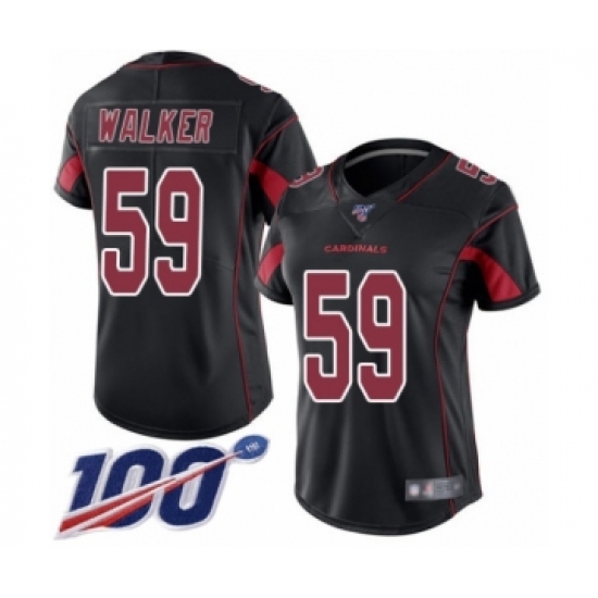 Women's Arizona Cardinals 59 Joe Walker Limited Black Rush Vapor Untouchable 100th Season Football Jersey