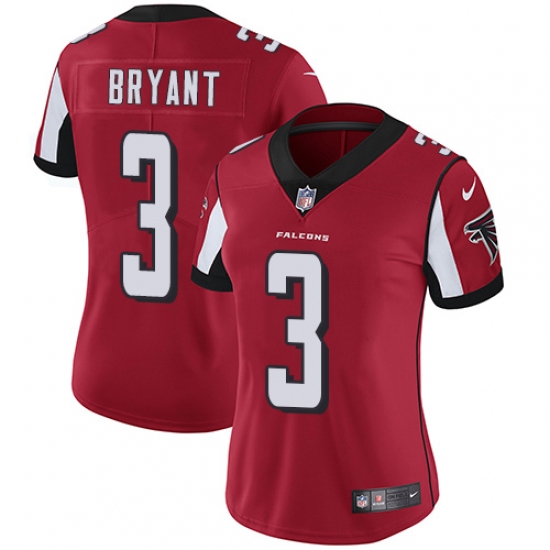 Women's Nike Atlanta Falcons 3 Matt Bryant Elite Red Team Color NFL Jersey