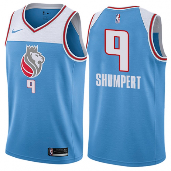 Men's Nike Sacramento Kings 9 Iman Shumpert Authentic Blue NBA Jersey - City Edition