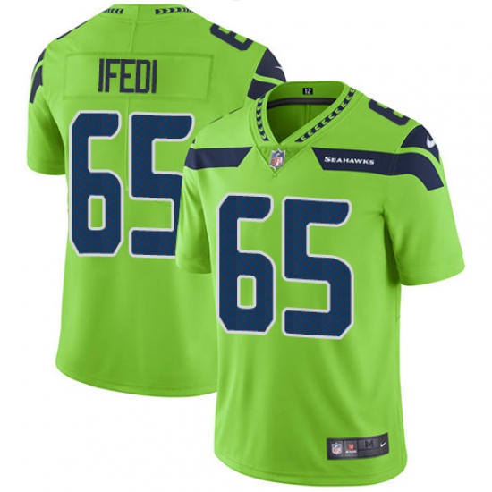 Youth Nike Seattle Seahawks 65 Germain Ifedi Limited Green Rush Vapor Untouchable NFL Jersey