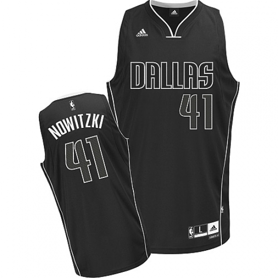 Men's Adidas Dallas Mavericks 41 Dirk Nowitzki Swingman Black/White Fashion NBA Jersey