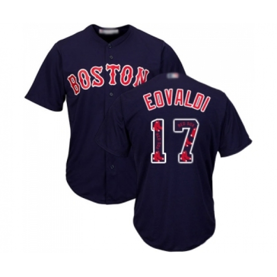 Men's Boston Red Sox 17 Nathan Eovaldi Authentic Navy Blue Team Logo Fashion Cool Base Baseball Jersey