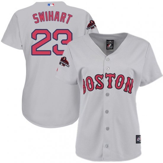 Women's Majestic Boston Red Sox 23 Blake Swihart Authentic Grey Road 2018 World Series Champions MLB Jersey