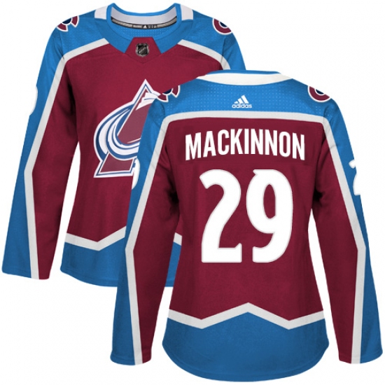 Women's Adidas Colorado Avalanche 29 Nathan MacKinnon Premier Burgundy Red Home NHL Jersey