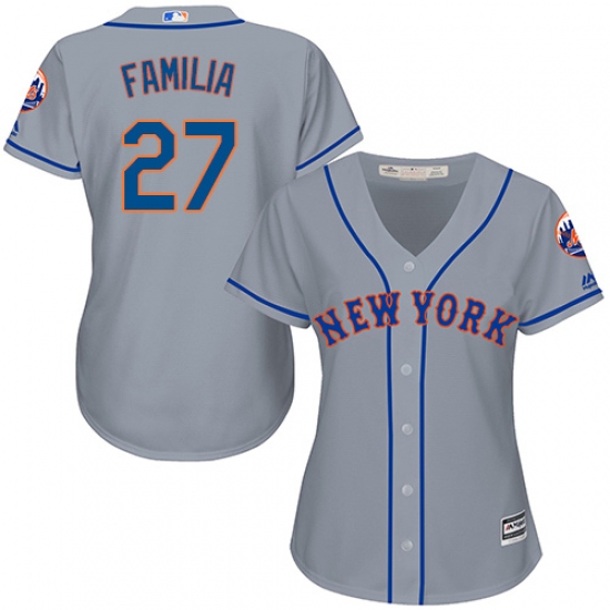 Women's Majestic New York Mets 27 Jeurys Familia Authentic Grey Road Cool Base MLB Jersey