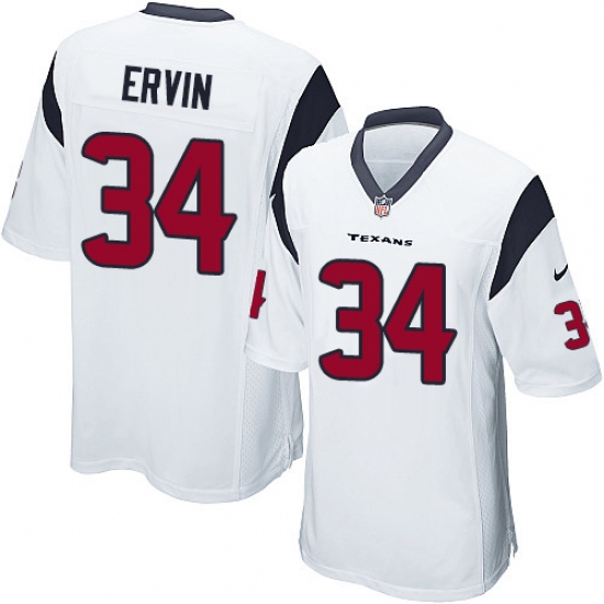 Men's Nike Houston Texans 34 Tyler Ervin Game White NFL Jersey