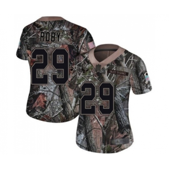 Women's Houston Texans 29 Bradley Roby Limited Camo Rush Realtree Football Jersey