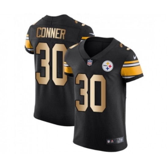 Men's Pittsburgh Steelers 30 James Conner Elite Black Gold Team Color Football Jersey