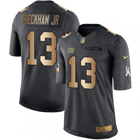 Youth Nike New York Giants 13 Odell Beckham Jr Limited Black/Gold Salute to Service NFL Jersey