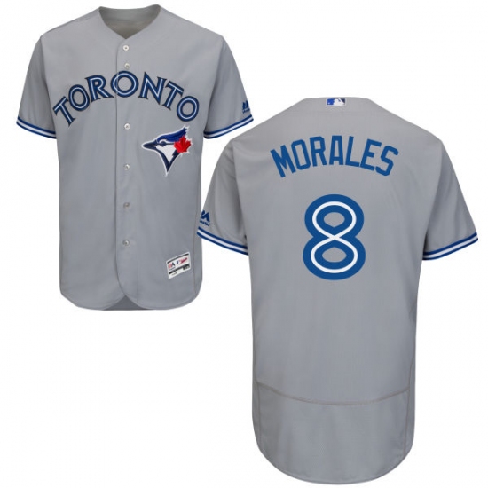 Men's Majestic Toronto Blue Jays 8 Kendrys Morales Grey Flexbase Authentic Collection MLB Jersey