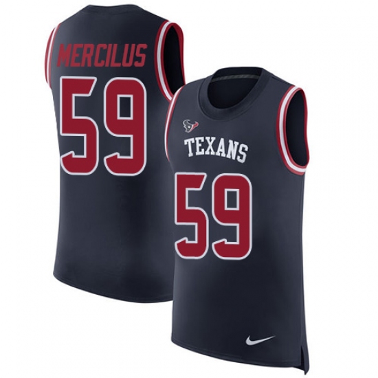 Men's Nike Houston Texans 59 Whitney Mercilus Limited Navy Blue Rush Player Name & Number Tank Top NFL Jersey