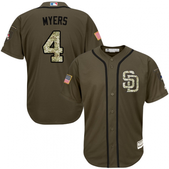 Men's Majestic San Diego Padres 4 Wil Myers Authentic Green Salute to Service MLB Jersey