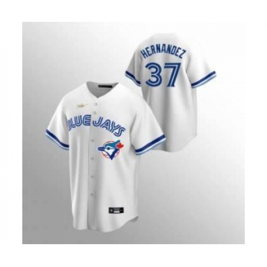 Men's Toronto Blue Jays 37 Teoscar Hernandez White Stitched MLB Cool Base Nike Jersey