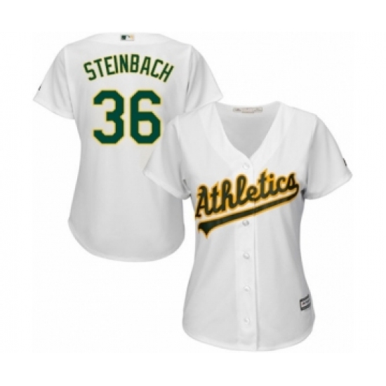 Women's Oakland Athletics 36 Terry Steinbach Authentic White Home Cool Base Baseball Jersey