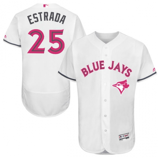 Men's Majestic Toronto Blue Jays 25 Marco Estrada Authentic White 2016 Mother's Day Fashion Flex Base MLB Jersey