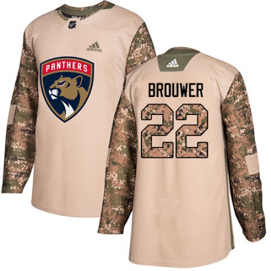 Youth Adidas Florida Panthers 22 Troy Brouwer Authentic Camo Veterans Day Practice NHL Jersey