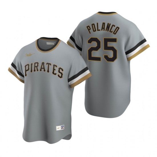 Men's Nike Pittsburgh Pirates 25 Gregory Polanco Gray Cooperstown Collection Road Stitched Baseball Jersey